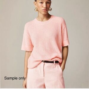 J. Crew Alpaca-blend Oversized Sweater T-shirt Bubble Gum Pink sz M Soft Knit
